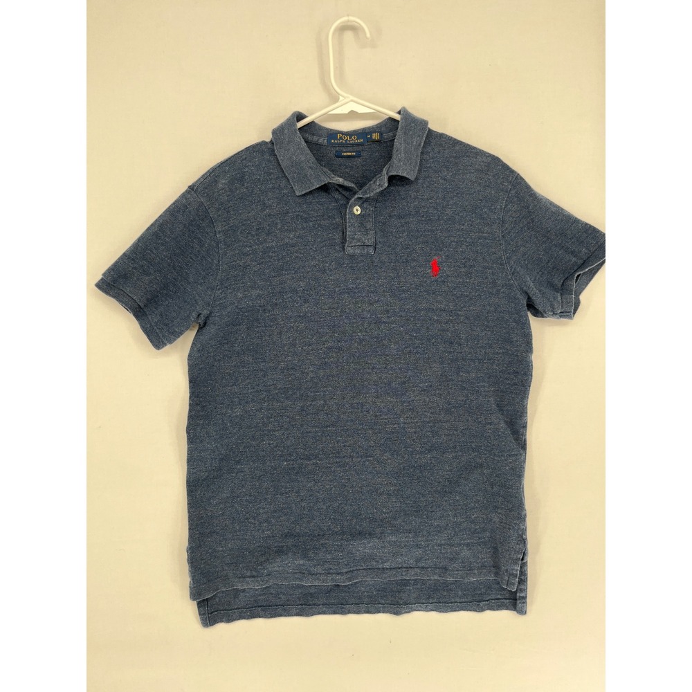Polo Ralph Lauren Shirt Mens Medium Blue Heather Custom Fit Short Sleeve Polo